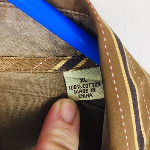 TOMMY BAHAMA Men's Brown Striped Long Sleeve 100% Cotton Dress Shirt Size XL - Picture 3 of 11